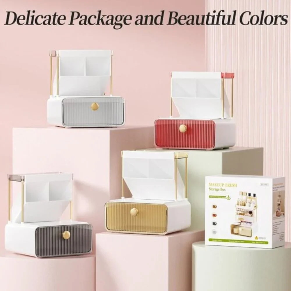 New 2-Tier Makeup Organizer Countertop in Blush for Vanity & Bathroom Storage